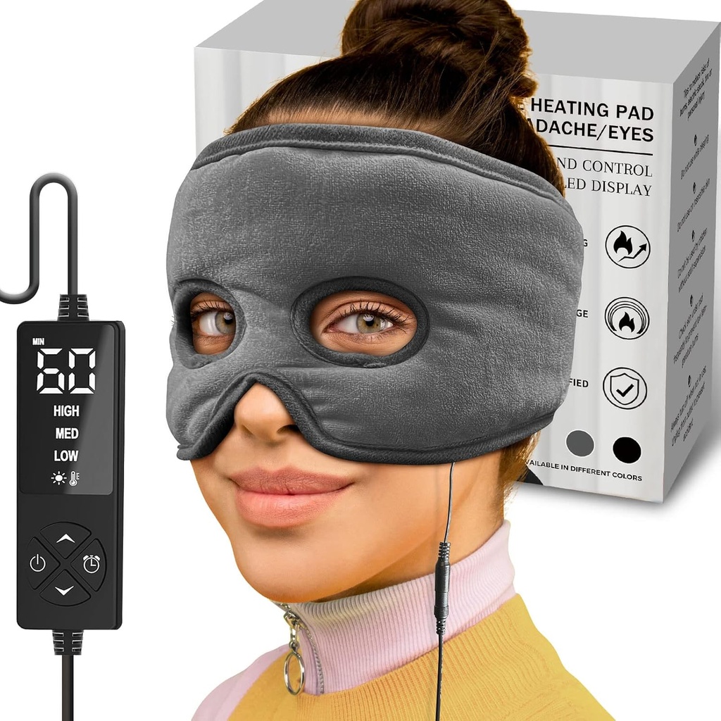sticro Sinus Relief Mask Fugtig varme med 3 Temp indstillinger, Ex- Large Hovedpine Mask Elektrisk ansigt opvarmning Pad til Sinus Pressure Relief, Migræne, Spænding Hovedpine Relief