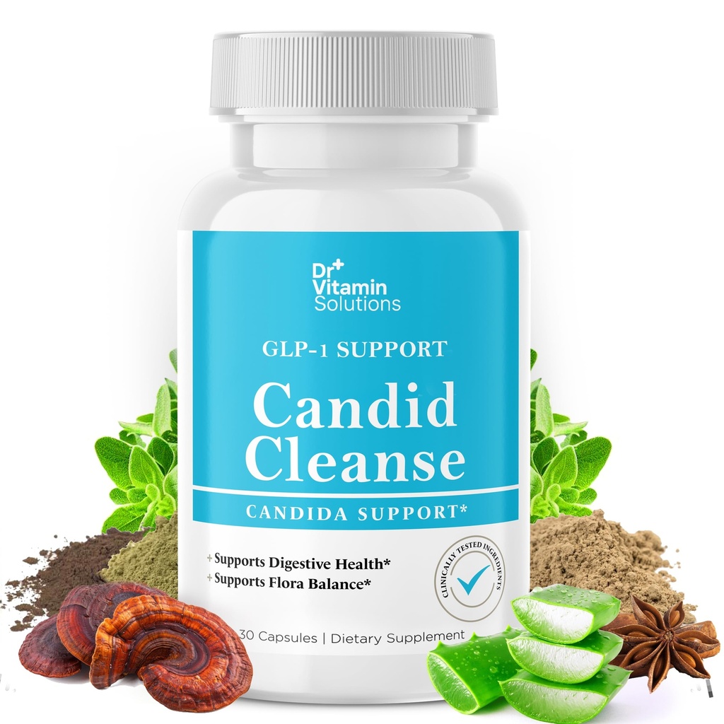 DR VITAMIN SOLUTIONS Candid Cleanse Supplement med GLP-1 Support - Oregano Leaf, Captac Acid & LactoSpore • 124; Candida Support Pills til fordøjelsessygdomme • 124; Candida Cleanse Detox til kvinder & Mænd • 124; 30
