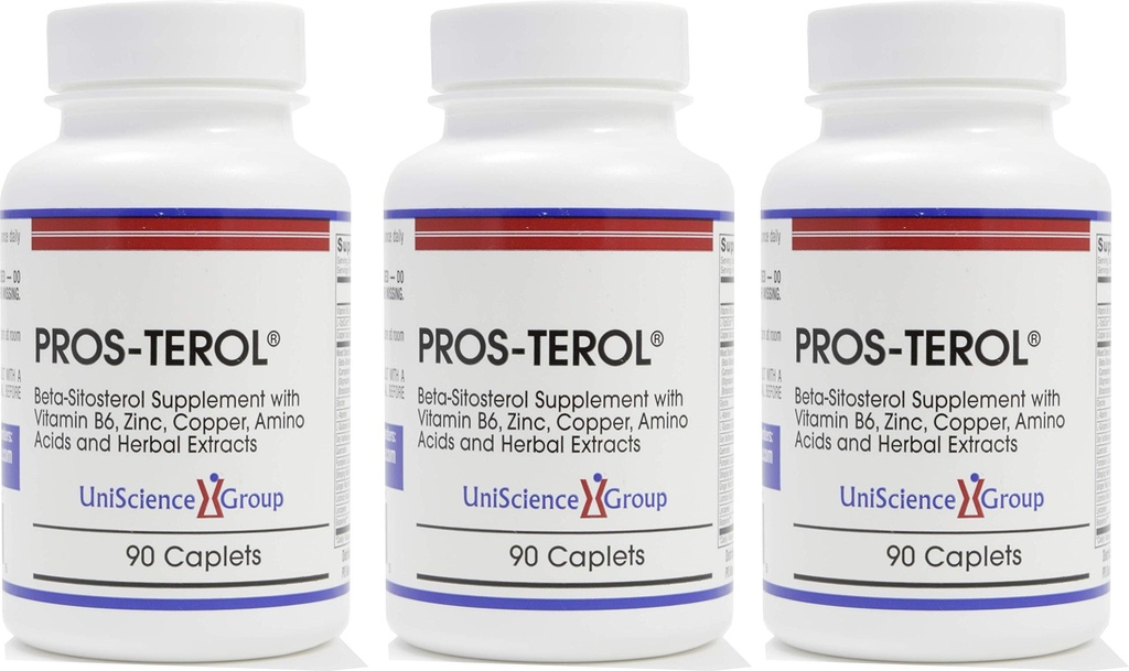 Pros- TEROL (3 Flaske kit), Prostate Relief med 900 mg Plant Steroler med Græskar frø, Stinging Nettle Root, Ginger Root, Lakrids Root Udtrækker 90 kapsler