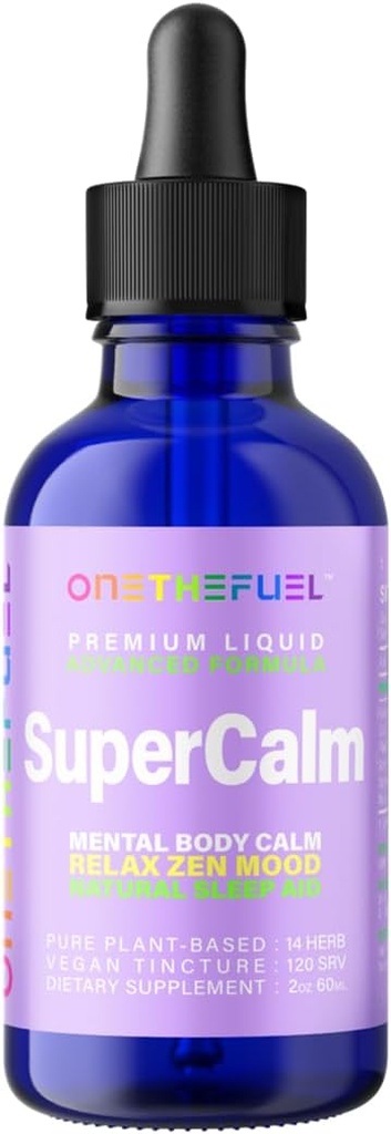 Super Calm 2oz. Plante- baseret mental sundhed Nervesystemet Calming Krop Nerver Slap 100% Natural Magnesium Supplement Pure Vegan 14-in-1 Herbals Kamille + Tincture Liquid