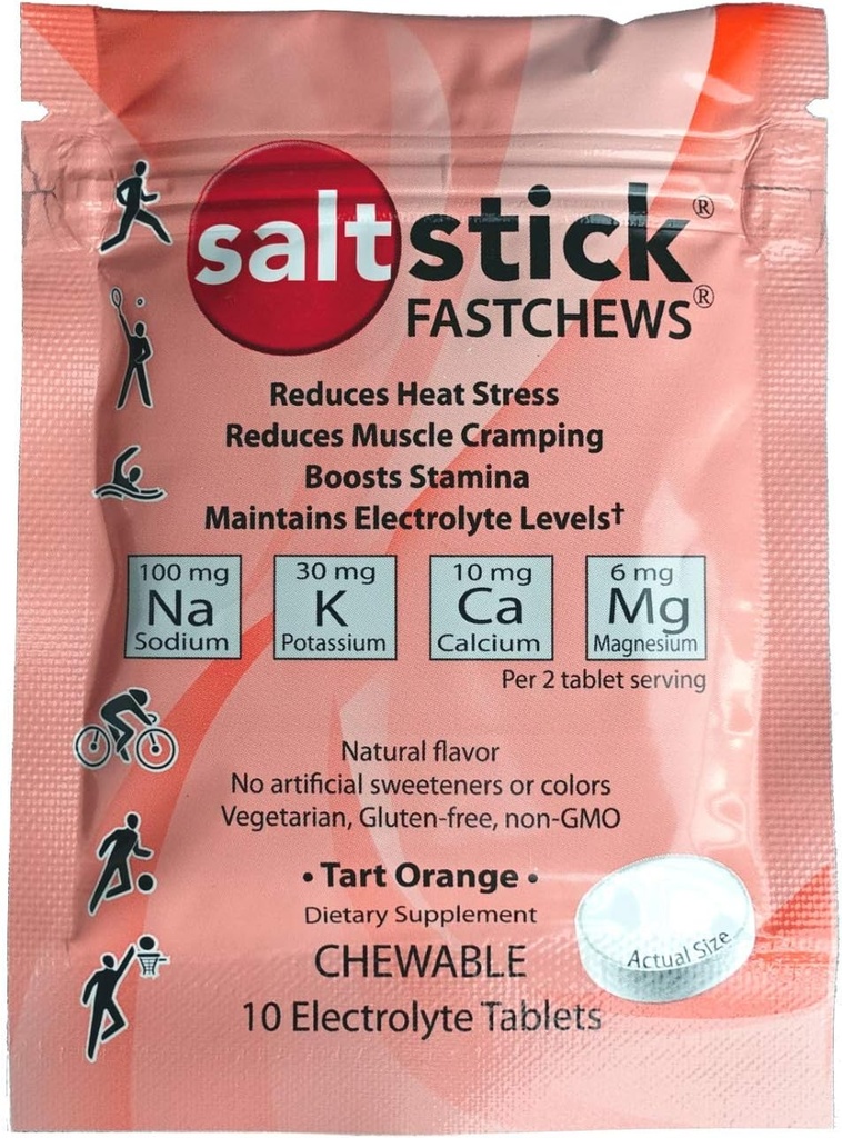 SaltStick Fastchews, Electrolyte Erstatningstabletter til Rehydrering, Motion Inddrivelse, Unge & Voksne Atleter, Vandreture, Sports Inddrivelse, 10ct Variety 4-Pack