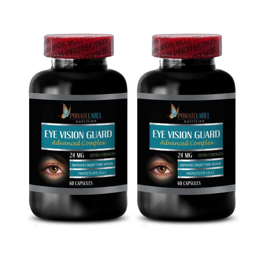 Eye Supplements Lutein - Eye Vision Guard 24 MG - Advanced Eye Complex - Lutein for Eyes, Vision Support Complex, Vision A, Grape Seed Extract, Vision Pills for Eyes Over 50, 2 flasker 120 kapsler