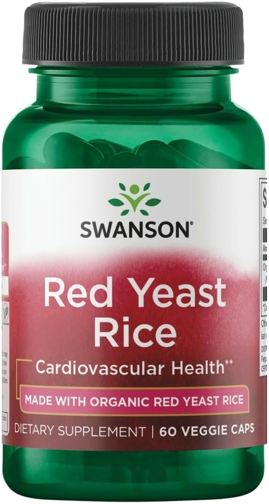 Swanson Made with Organic Traditional Red Yeast Rice 600 Milligram 60 Veg Kapsler