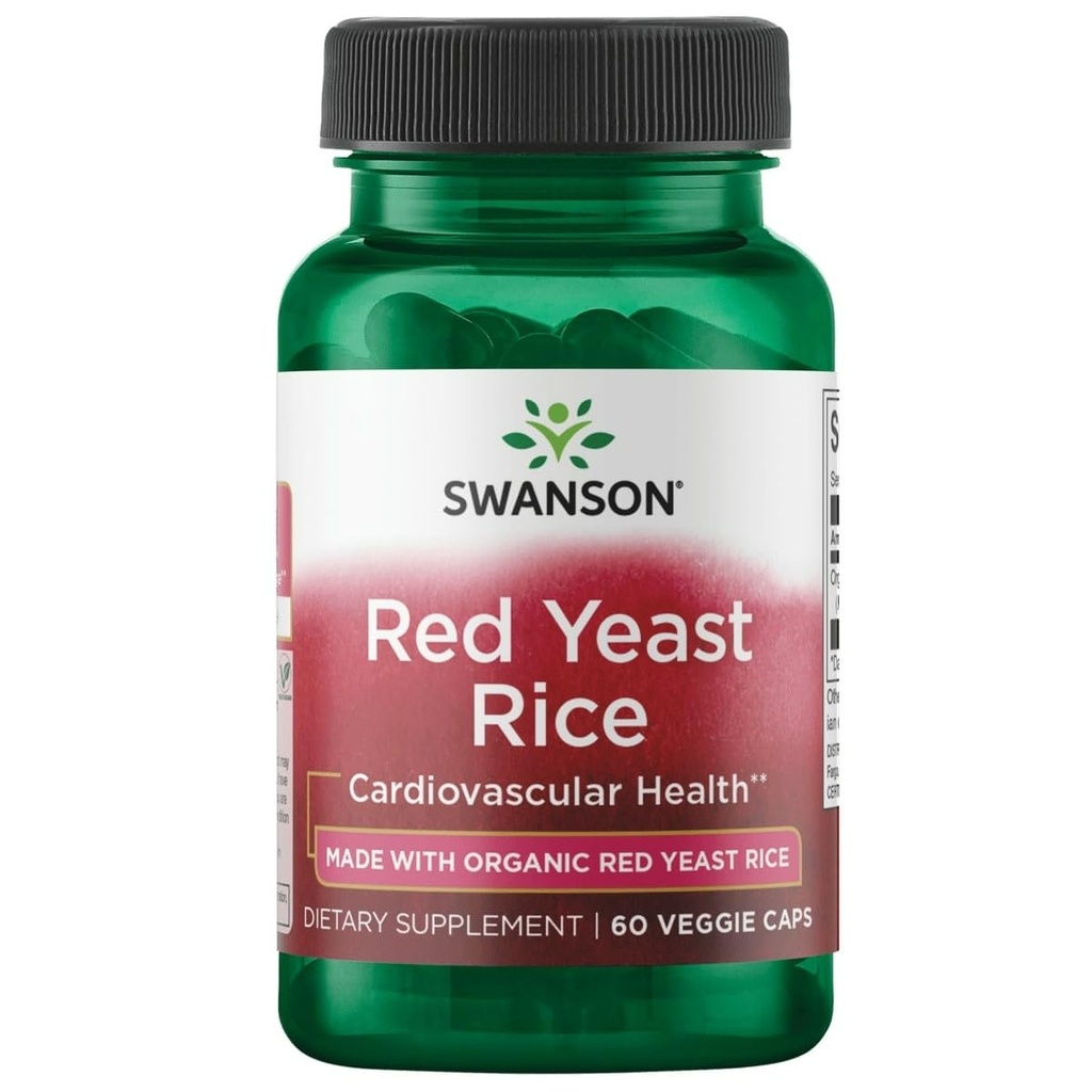 Swanson Made with Organic Traditional Red Yeast Rice 600 Milligram 60 Veg Kapsler
