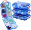 4PS Travel Pill Organizer med 164 Slice Labels Measures 10 Compartments Travel Pill Box Portable Folding Lille Pill sag Daglig Pill Container bruges til Carry Storage Medicine Organizer af M Muchengbao (blå)