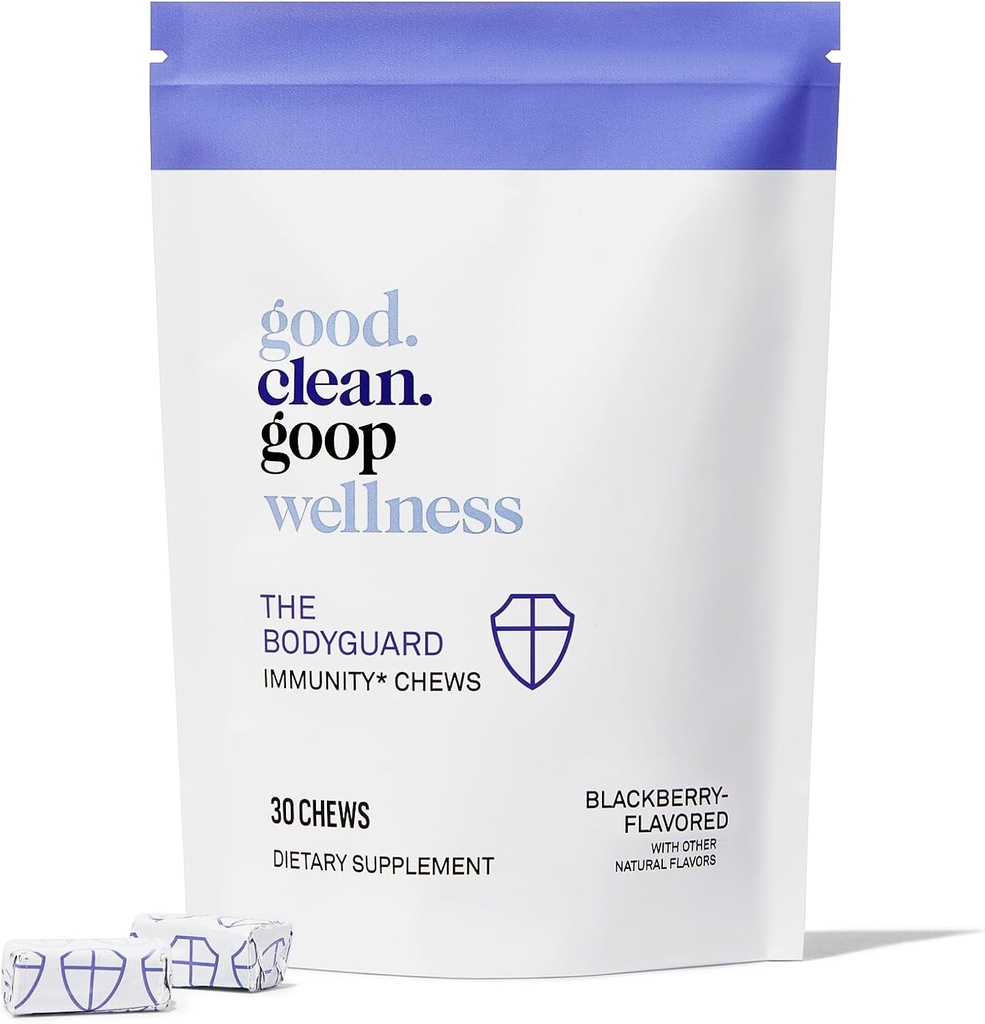 good.renc.goop Wellness The Bodyguard Immunity Chews ttesmå 124; Kosttilskud til immunforsvar 124; Elderberry Extract & Vitamin D; 124; Berry Flavored Medic124; Immunsystemet Booster 124; pakke med 30 Chews Medical 124; Non- GMO