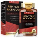 Red Yeast Rice 2,000mg with CoQ10 Supplement - Citrinin Free Extract Red Yeast Rice Capsules with CoQ10 100 Plus Citrus Bergamot - Cholesterol Lowning Supplements 3rd- Party Tested Vegan Non- GMO
