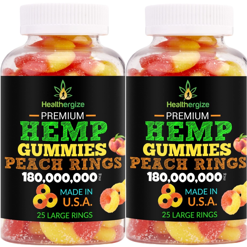 2PACK Hamp Gummies- Fresh Delicious Gummy Peach- til søvn, rolig og slap, Back- Premium Hamp Oil Gummy Edibles, Natural Hamp Party- Made in USA