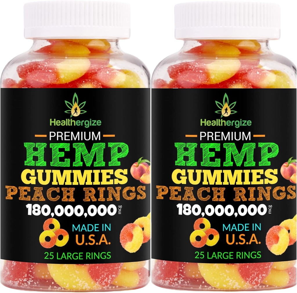 2PACK Hamp Gummies- Fresh Delicious Gummy Peach- til søvn, rolig og slap, Back- Premium Hamp Oil Gummy Edibles, Natural Hamp Party- Made in USA