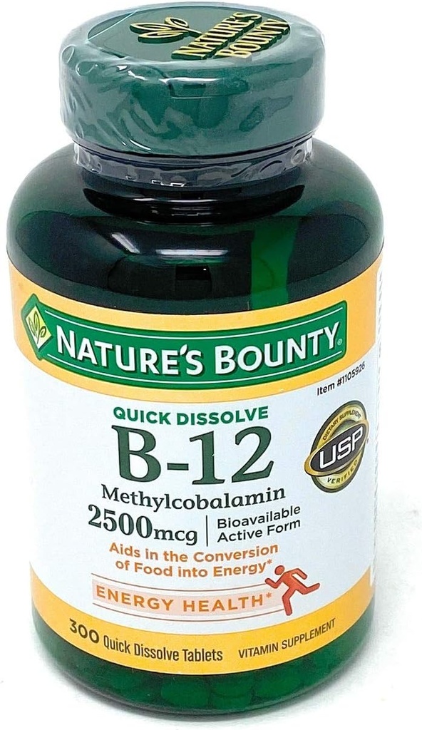 Naturens Bounty Vitamin B- 12 2500 mcg, 300 Quick Opløs tabletter