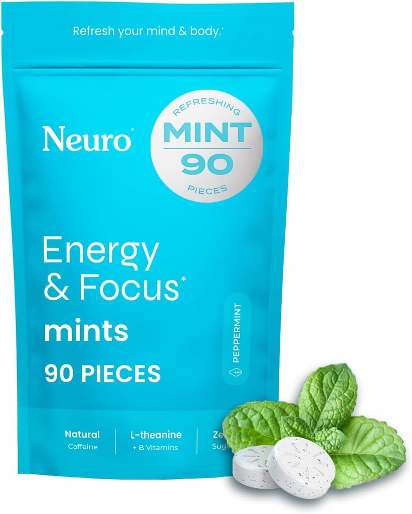 NeuroGum Energy & Focus Mints (90 Count Bag, pebermynte)