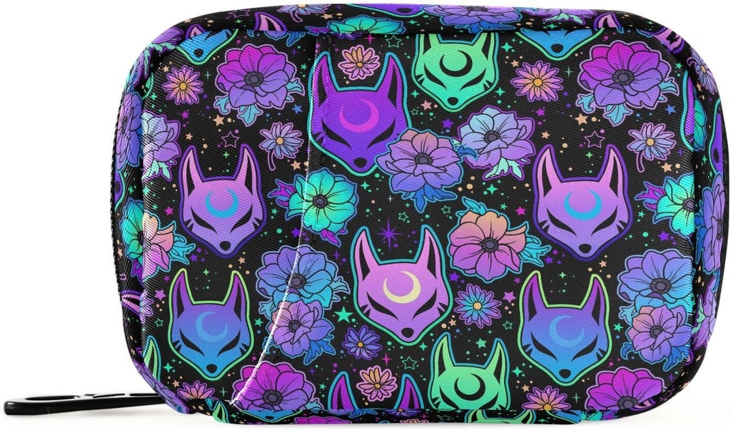 Rejse Pill Organizer Bag Weekly Pill Organizer sag Psychedelic Fox Camellia Lilla Portable små daglige pillebokse til Vitamin Fish Olies Supplement Holder med lynlås kompakt størrelse