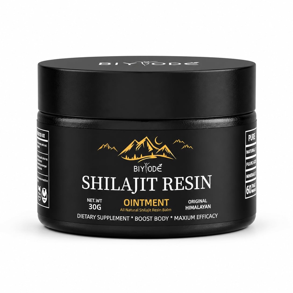 Himalayan Pure Shilajit Resin 600mg 50 Servering med Fulvic Acid & 85 + Trace Minerals Vegan Non- GMO Energy Supplement for mænd og kvinder Ancient Ayurvedic Formel