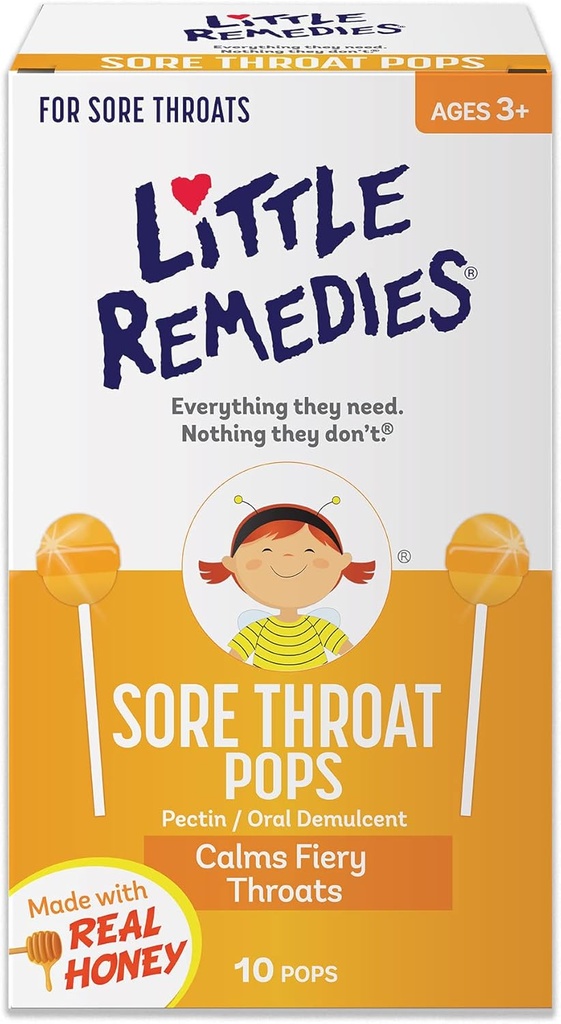Little Remedies Sore Throat Pops, Made with Real Honey, 10 Greve (Pack of 1)