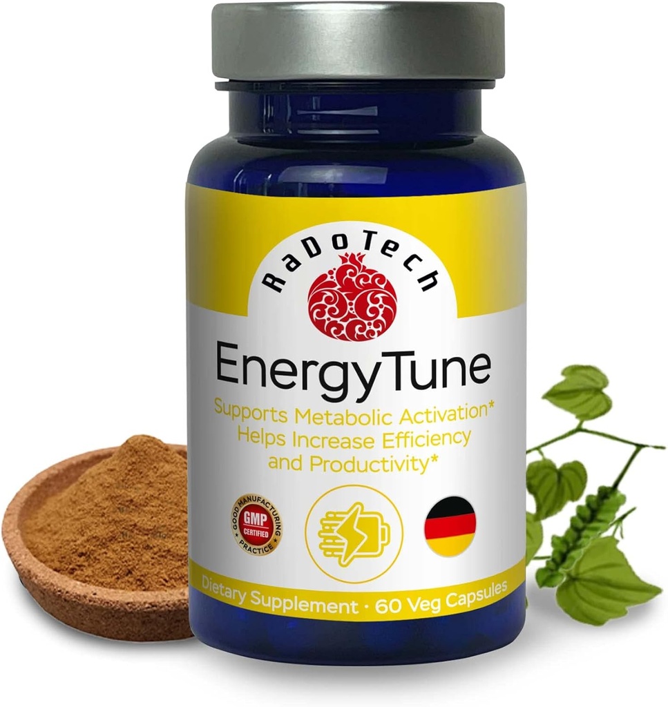 Energitune Energitilskud, Øger næringsstofabsorption og fremmer total sundhed og immunforsvar - ikke-GMO, Gluten Free, Vegetar - Veg Kapsler (60 greve (pakke med 1))