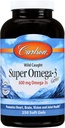 Carlson - Super Omega-3 Gems, 1200 mg Omega- 3s, Wild Fanget, Sustainable Sourced, 250 bløde geler