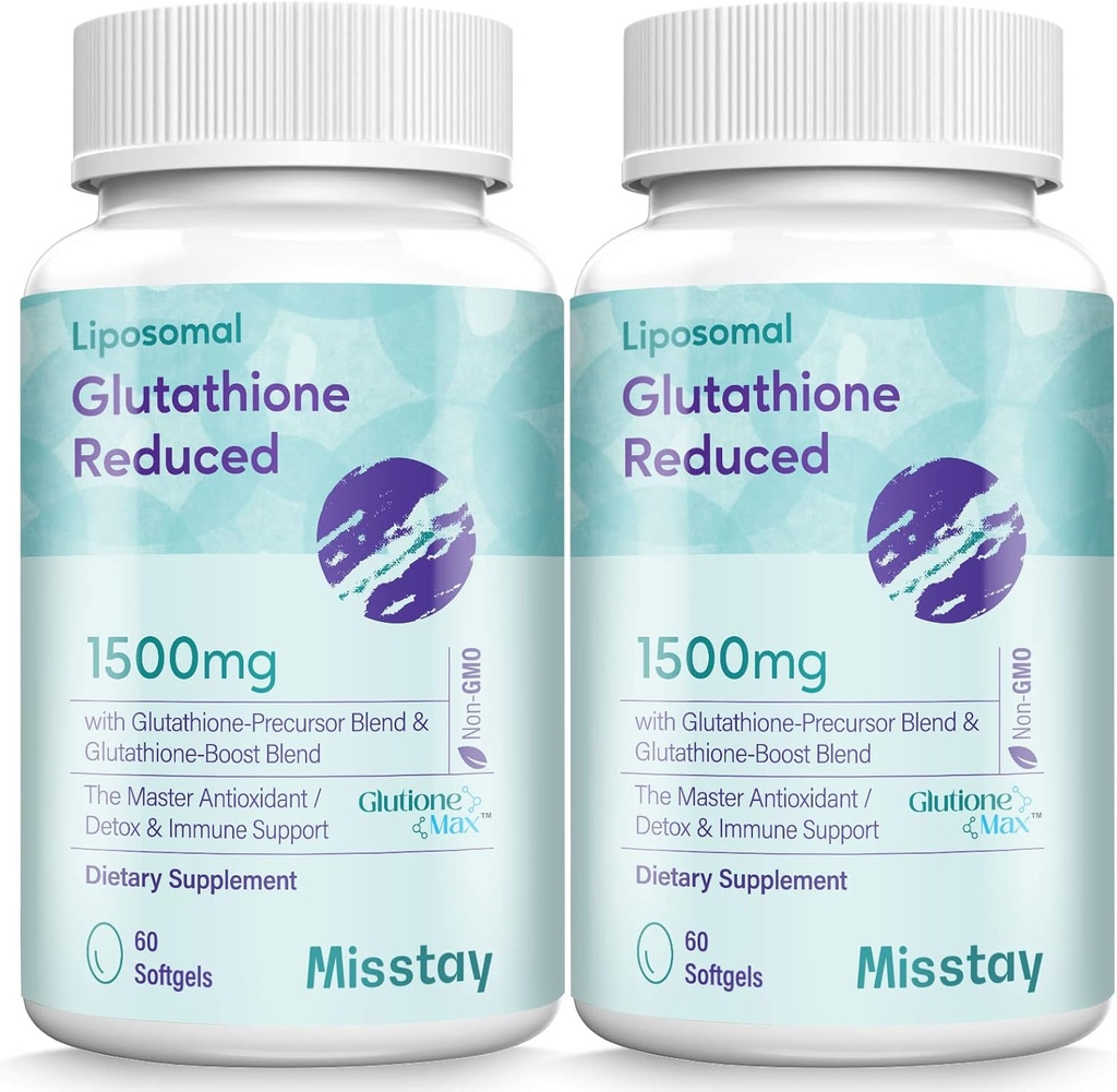 Mistay 2400 MG Complex Liposomal Glutathione Softgels 1500 MG, highest Absorption, Active Form Reduceret Glutathion Supplement, L- Glutathion (GSH) Supplement for immun, 120 Softgels