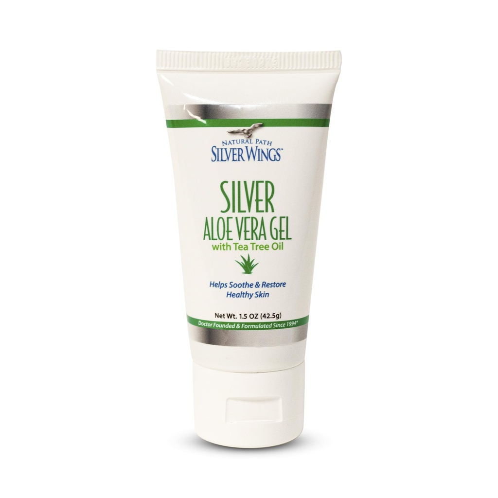 Natural Path Sølv vinger 200ppm sølv med Aloe Vera Gel og Tea Tree Oil - Lindrende hudpleje - 1,5 oz