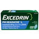 Overskridelse PM for hovedpine Relief, Acetaminophen 250 mg, Aspirin 250 mg, Diphenhydramin Citrate 38mg, Pain Reliever, Nighttime Sleep- Aid, 100 Count