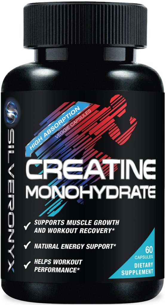 Creatin monohydrat kapsler 3000mg - Mikroniseret Creatin Nutritional Supplement - Lean Muscle Growth, Workout Performance, Energy & Endurance Support - 750mg per High Absorption Capsule - 60 Tæl