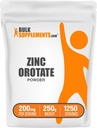 BulkSupplements.com Zink Orot Powder - Zink Minerals Supplement, for immunforsvar - Gluten Free, 200mg per Serving, 250g (8,8 oz) (pakke med 1)