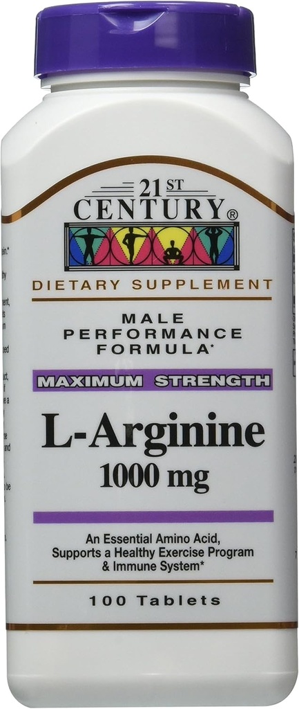 21. århundrede L- arginin 1000 Mg tabletter, 100- greve (pakke med 3)