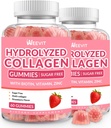 Sugar Free Collagen Gummies for Women, Collagen Protein Type I, II, III, V, X med Biotin Vitamin C D B12, Hydrolyzed Collagen Peptider Gummies for immun fordøjelse Skin hårnegle Energy Bone