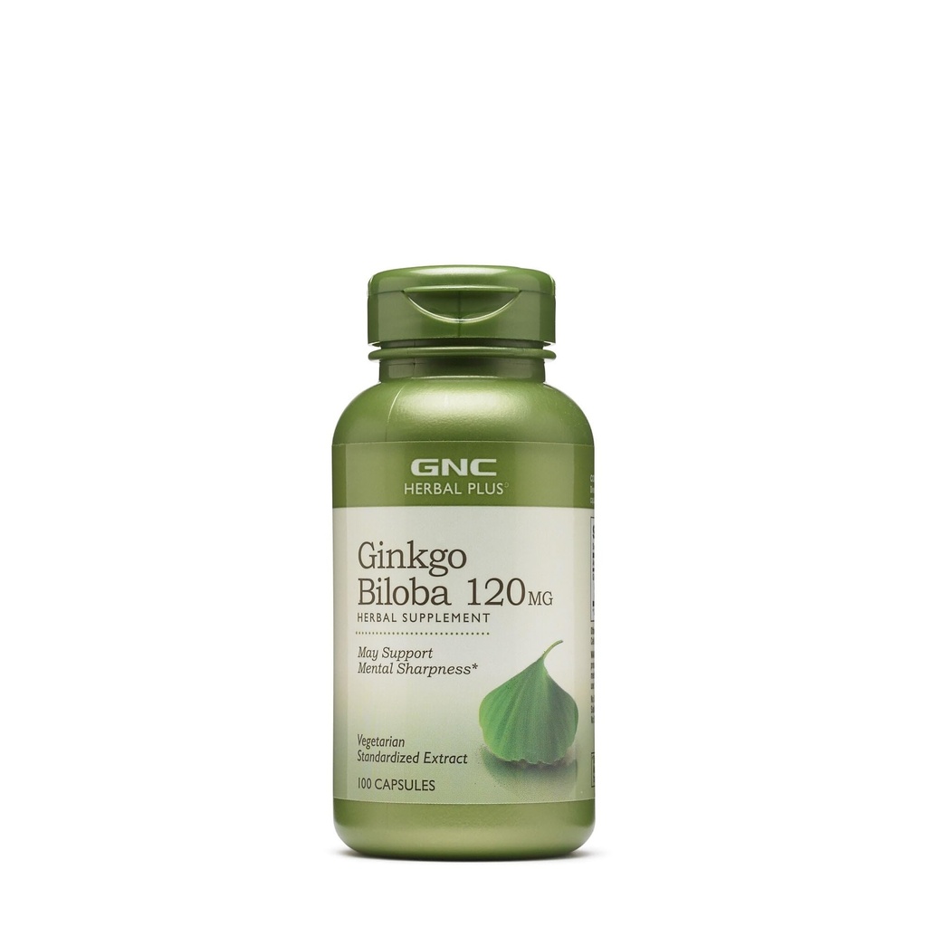 GNC Herbal Plus Ginkgo Biloba 120mg Supplement, Vegetarisk, Understøtter Mental Sharpness, 100 Servere