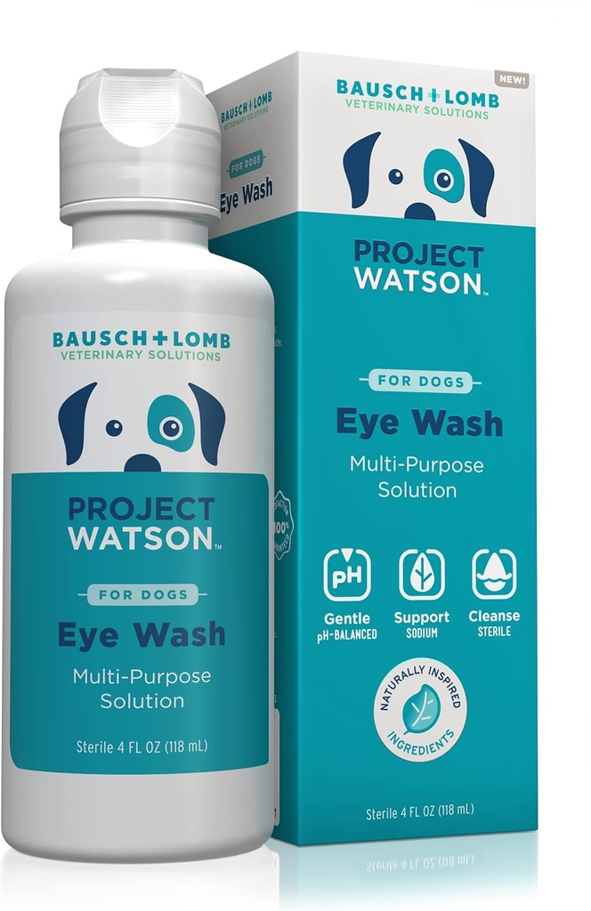 Projekt Watson Eye Wash til hunde, Hjælp med at fjerne tåre hænder og støtte Eye Health, genert pH Balanceret Formel til at hjælpe med at reducere risikoen for infektion, duft fri, 4 Fl Oz
