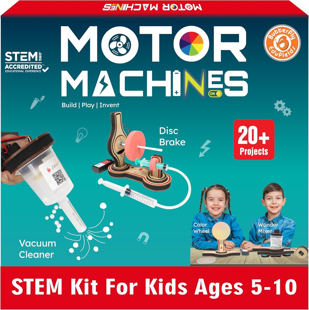Butterfly EduFields 20in1 STEM Projects Kit for Kids Age Ages 5-7 6-8 8-10 | STEM Toys for Kids 5 6 7 8 9 10 Year Old | Motor Machines - Robotics & Engineering Toys | Gift for 6 7 8 9 10 Year Old