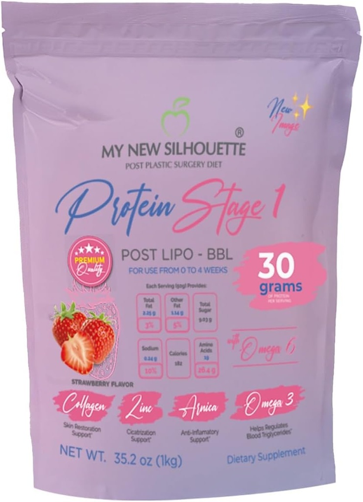 MI NUEVA SILUETA Lipotransfer Protein Stage 1 My New Silhouette er et isoleret protein med Omegas, 30 Bedste pr Servering, der hjælper med at vedligeholde overført fedt. (Jordbær)