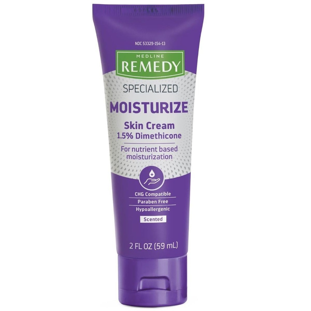 Medline Remedy Specialized Skin Cream (2 oz Tube), Scented, 1.5% Dimethicone, Nourishing Moisturizer for Dry Skin, Sulfate-Free, Paraben-Free, Hypoallergenic Body Cream, Daily Lotion for Dry Skin