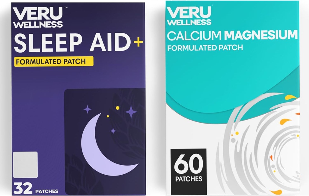 Veru Wellness Duo Lifestyle Patches - Melatonin, Magnesium - Self Adhesive Time Release Topical Patch, 8-10 Timer (32 dages forsyning)