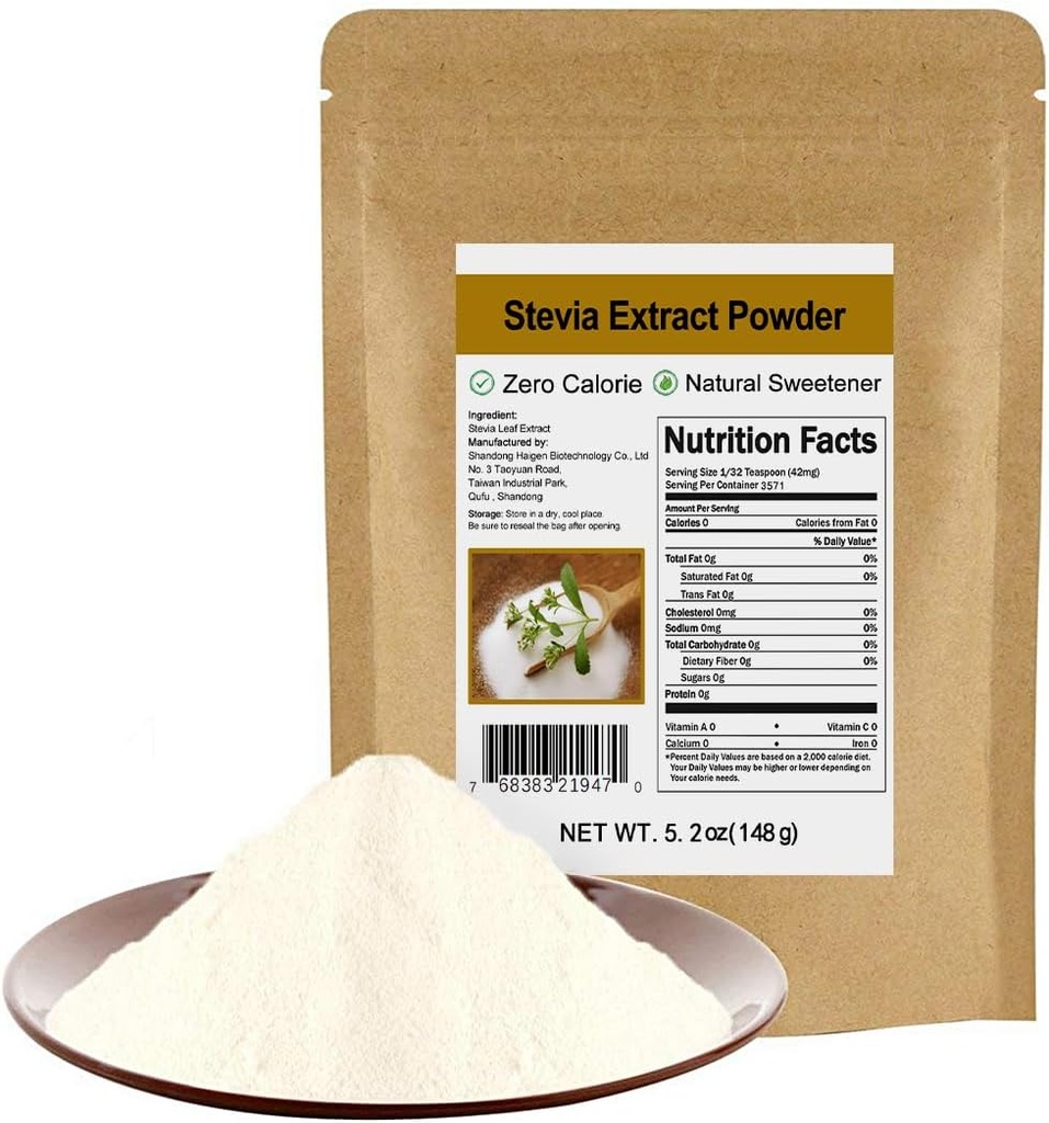 Pure Stevia Extract Powder uden Erythritol 5.2oz (148g) - Højt koncentreret Stevia Powder Sweetener, Zero Calorie, Ingen Kunstig, Natural Sugar Alternative