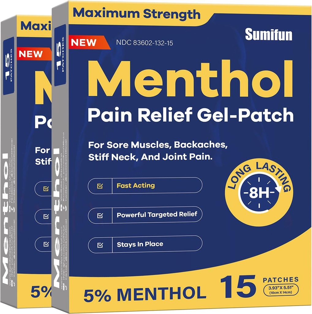 Sumify Medicated Cold Hot Patches - 30 Greve 5% Menthol Extra Strength Pain Relief Patches Kraftfuld Målrettet Relief for Simple Bagager, Fælles Smerte, Stiff Neck, Muskel Sore