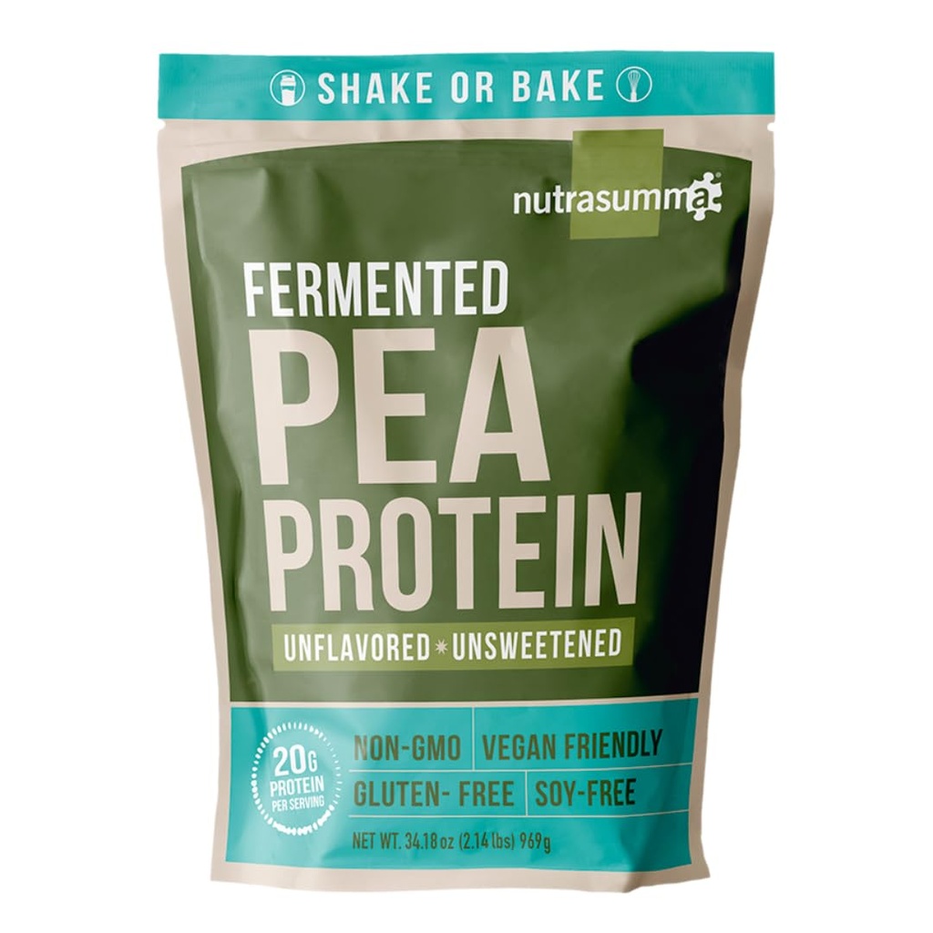 Nutrasumma Pea Protein Powder, Unflavored and Unsweeened Sugar Free Vegan, 100% Plant Based, Non GMO, Gluten Free & Soy Free, 2,14 LB