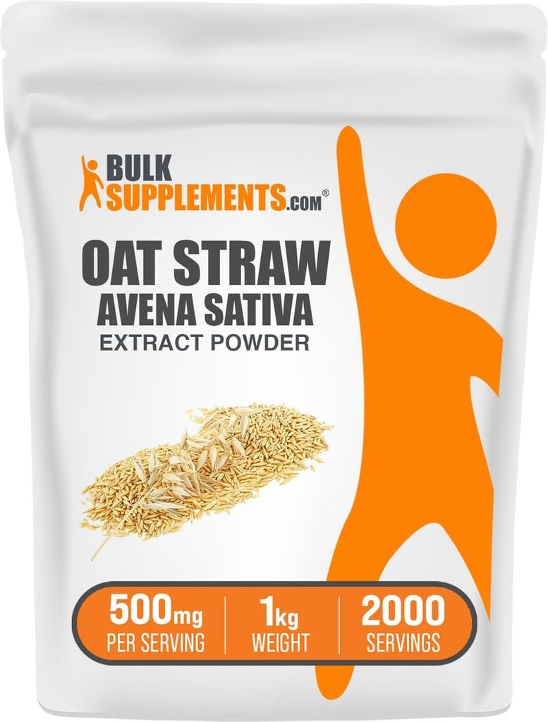 BulkSupplements.com Oat Straw Extract Powder - Avena Sativa, Oat Straw Supplements - Herbal Supplement, Gluten Free, 500mg per Serving, 1kg (2.2 lbs) (Pack of 1)