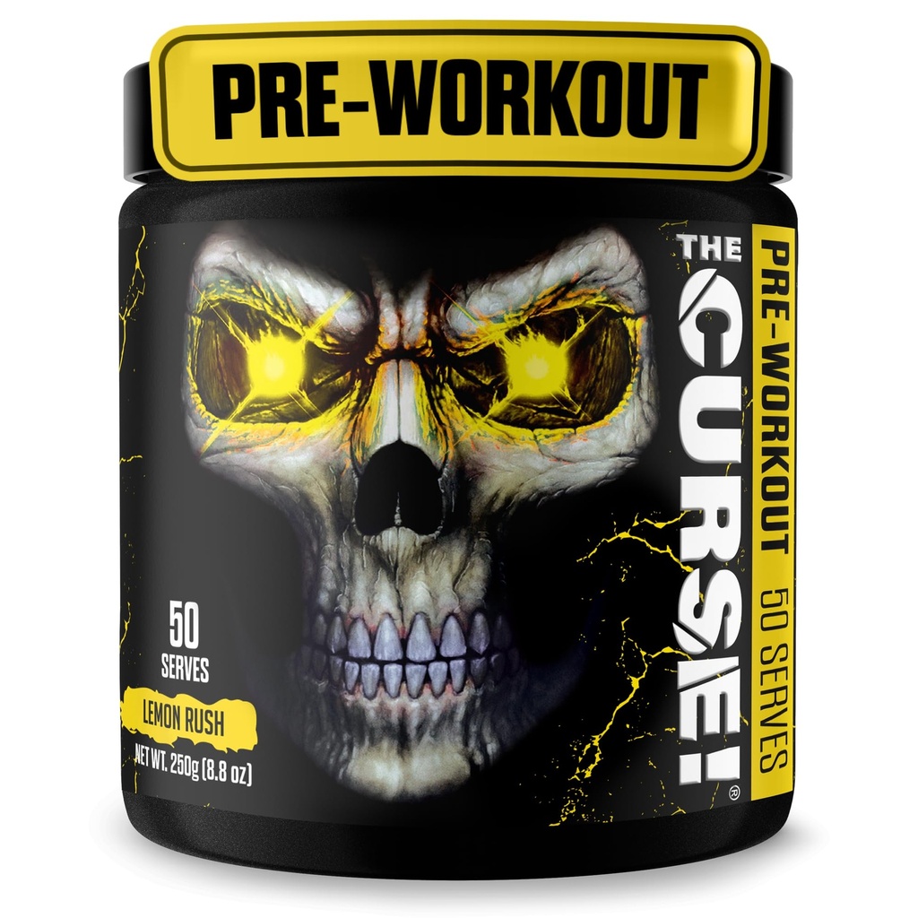 JNX SPORTER Forbandelsen! Pre Workout pulver til mænd og kvinder, Koffein, Beta- Alanine, Creatin, L- Citrullin, 50 Servere, Lemon Rush Flavor - Boost Energy, Strength & Focus