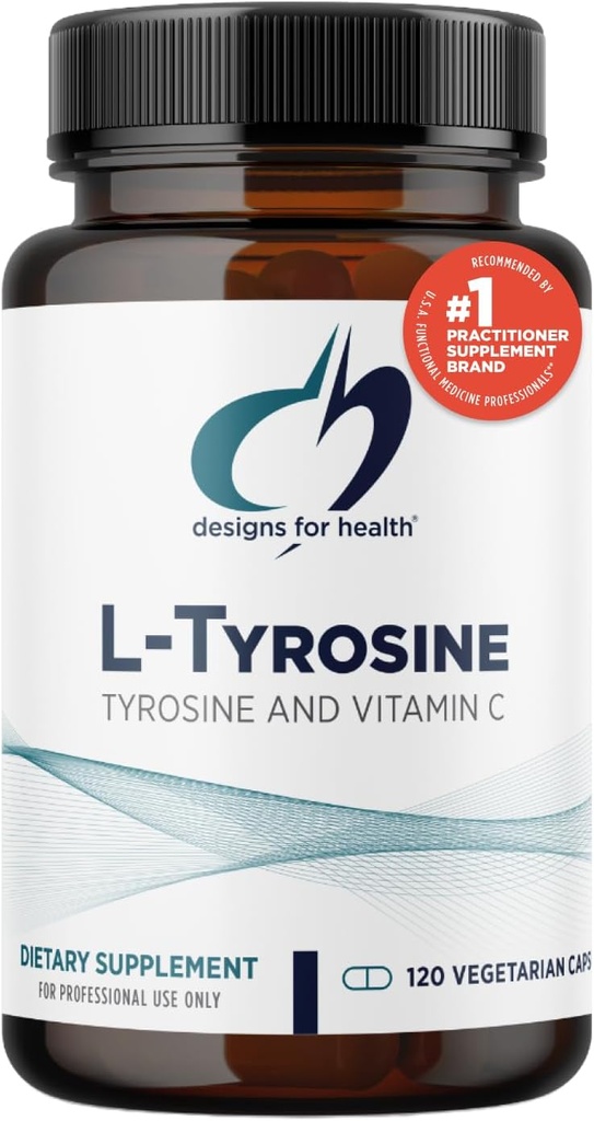Design for sundhed L- Tyrosin 1200mg - Tyrosin + 100mg C-vitamin Supplement - Dopamin Precursor- Aminosyre, non- GMO (120 kapsler)