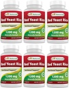Bedste Naturals Red Yeast Rice 1200 Mg Tablet for Sund Kolesterol Niveau, 60 Greve (pakke med 6)