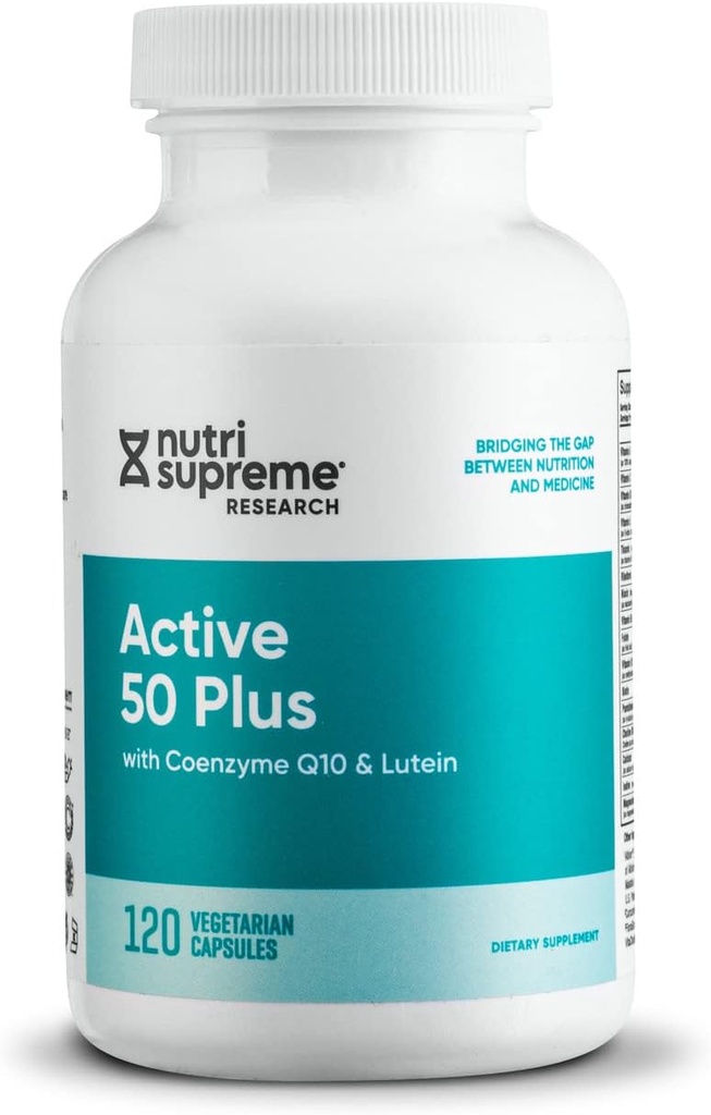 Nutri Supreme Active 50 Plus, CoQ10, Lutein, ALA og gurkemeje, Avanceret formel for sund aldring og vitalitet, 120 vegetabilske kapsler