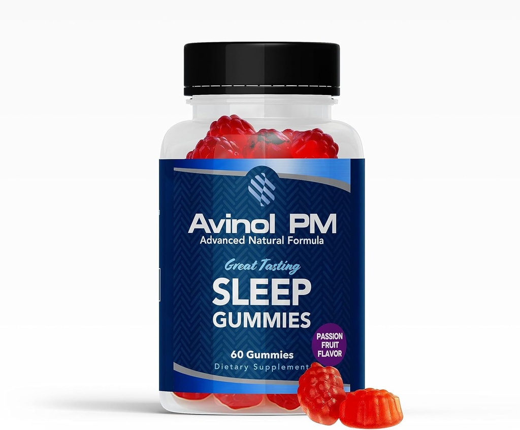 Sleep Gummies - Avanceret naturlig formel med L Theanine, Passionflower, Kamille og Lemon Balm - Lavet i USA, Passion Fruit Flavor, 60ct