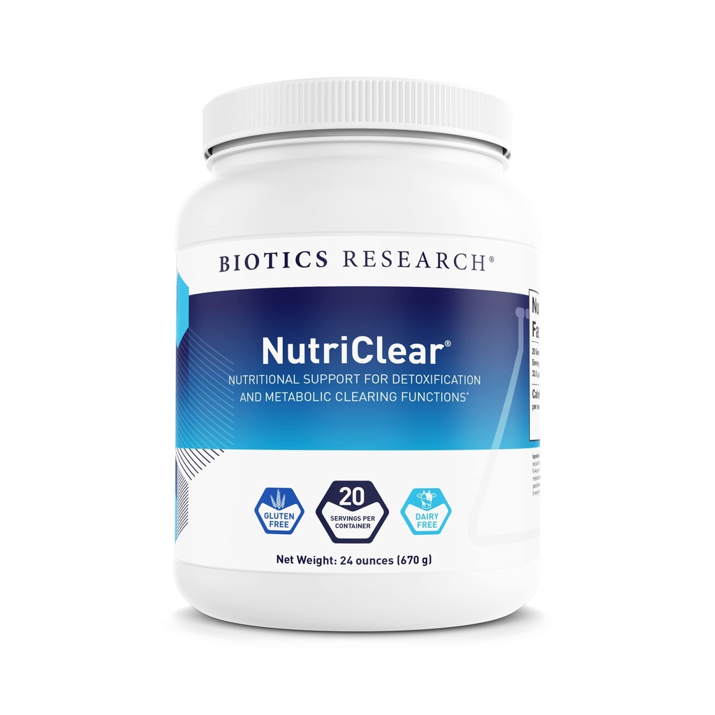 Biotics Research NutriClear ® - Powder, Nutritional Support til afgiftning og stofskifte Clearing, Sund Kropskomposition, Glutathion, 17g Organic Pea, Medium Chain Triglycerides 24 Oz (670 g)