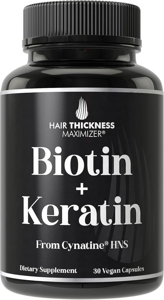 Klinisk bevist keratin + biotin hårvækst supplement. Med Cynatrin HNS Keratin Klinisk undersøgt for Thicker, sundere hår. for kvinder og mænd. Forbedret med Biotin 10000mcg for Max Resultater