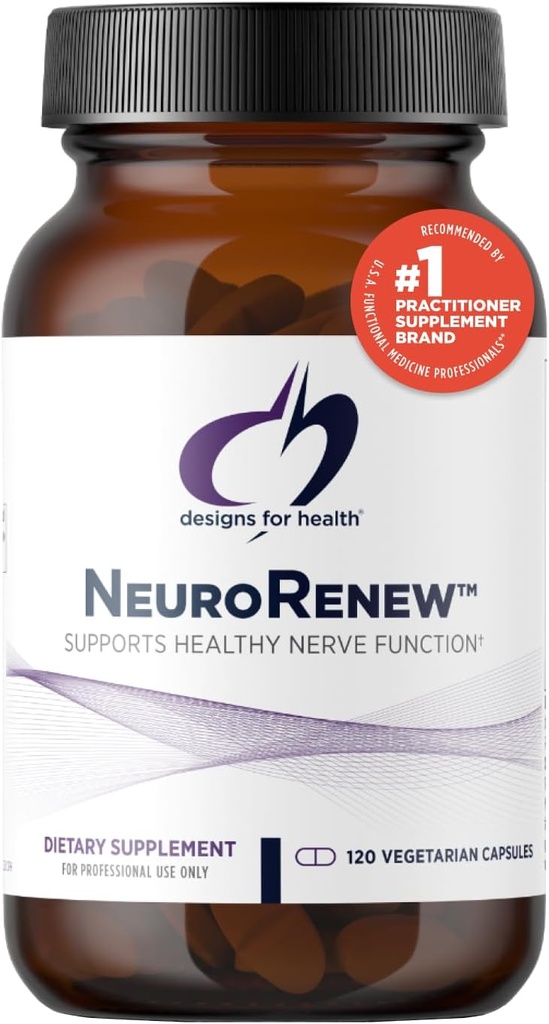Design til sundhed Neurorenew - 5-MTHF med vitamin B6 (p-5p), methyl B12, acetyl L-carnitin, B1 (benfotiamin) + mere - understøtter sund nerve funktion - ikke-GMO supplement (120 kapsler)