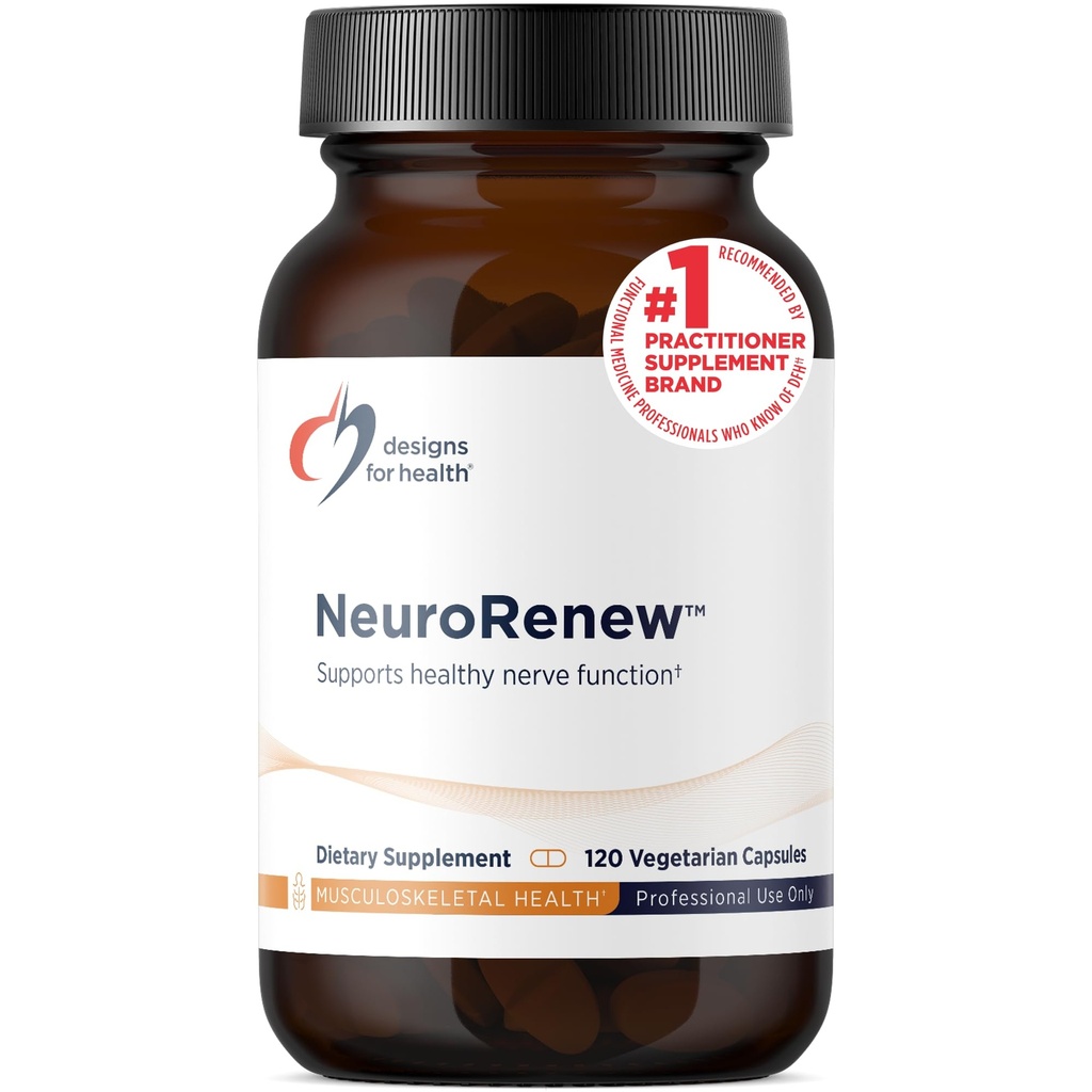 Design til sundhed Neurorenew - 5-MTHF med vitamin B6 (p-5p), methyl B12, acetyl L-carnitin, B1 (benfotiamin) + mere - understøtter sund nerve funktion - ikke-GMO supplement (120 kapsler)