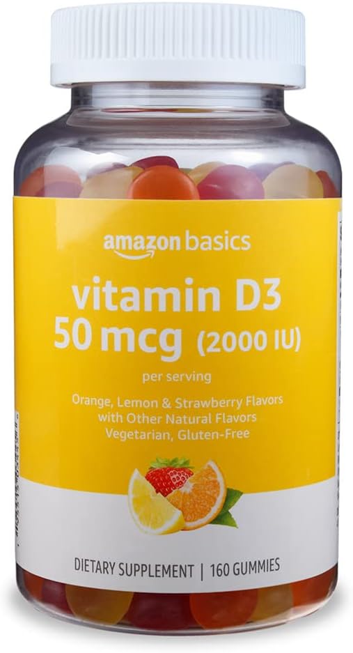 Grundlæggende D3 2000 IE Gummies, Orange, Lemon & Strawberry, 160 Count (2 per Serving) (Tidligere SOlimo)