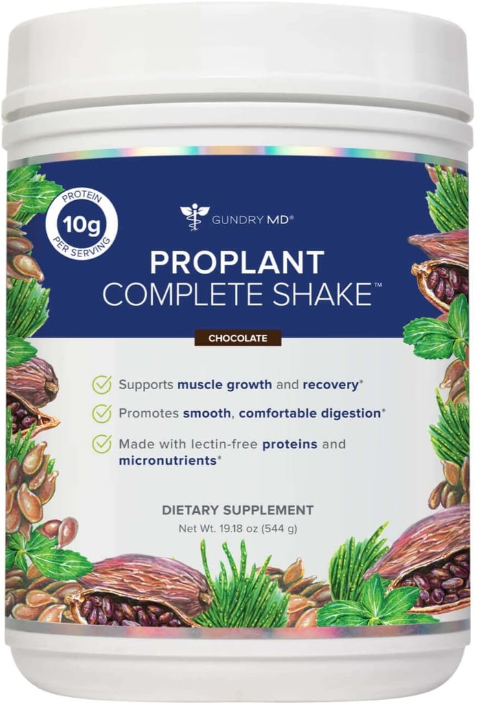 Gundry MD ® Pro Plant Complete Shake ™ High- Fiber Plant Protein Blend, 20 Servere (chokolade)