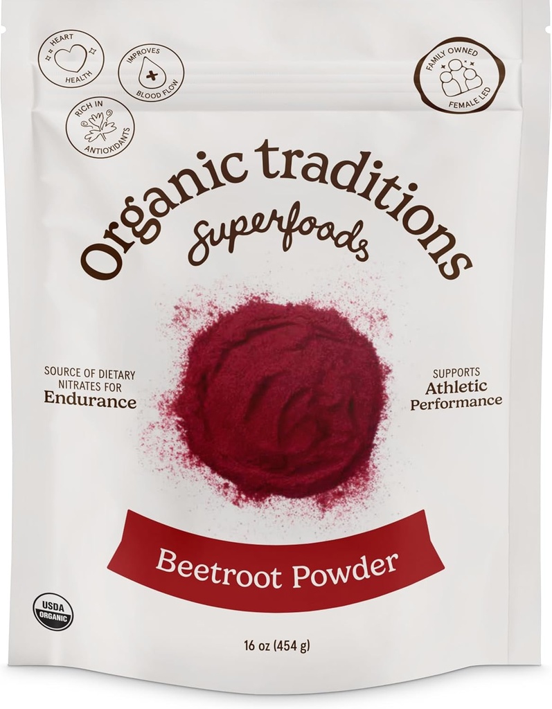 Økologisk Traditioner: 124; Rødbeder: Pulver: 124; Økologisk Rødbeder: Powder Vegan Non- GMO Superfood: 124; 16oz / 1lb (454g) Bag