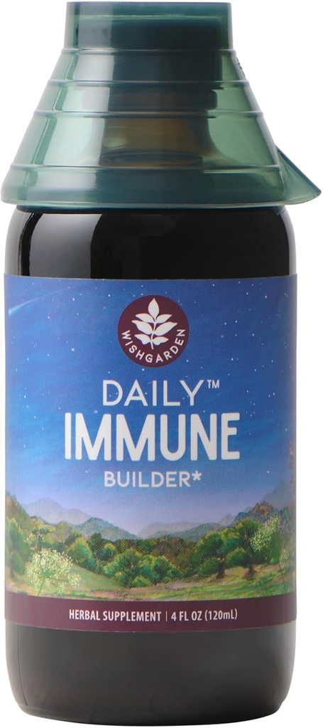 WishGarden urter Daglig immunbuilder med sort hyldebær & Astragalus - Daglig immunstøtte Formel for voksne, Herbal immunsystem Booster med hyldebær, 4oz